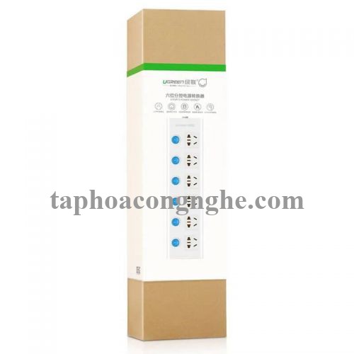 Ugreen 30242 3M Màu Trắng Ổ cắm điện đa năng 6 cổng + công tắc MAX 2500W CD117 30030242